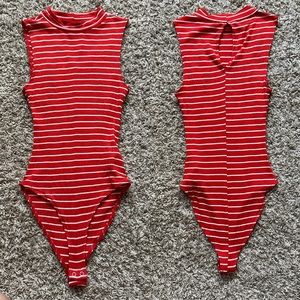 Red and White Striped Bodysuit